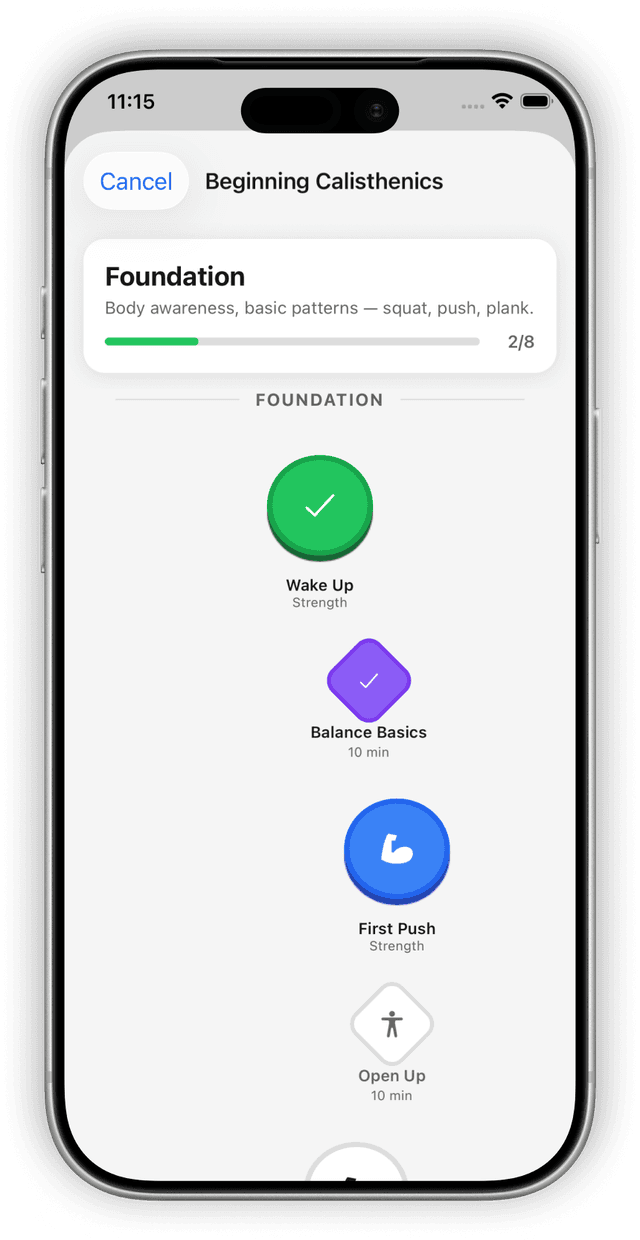 Fitloop guided calisthenics path